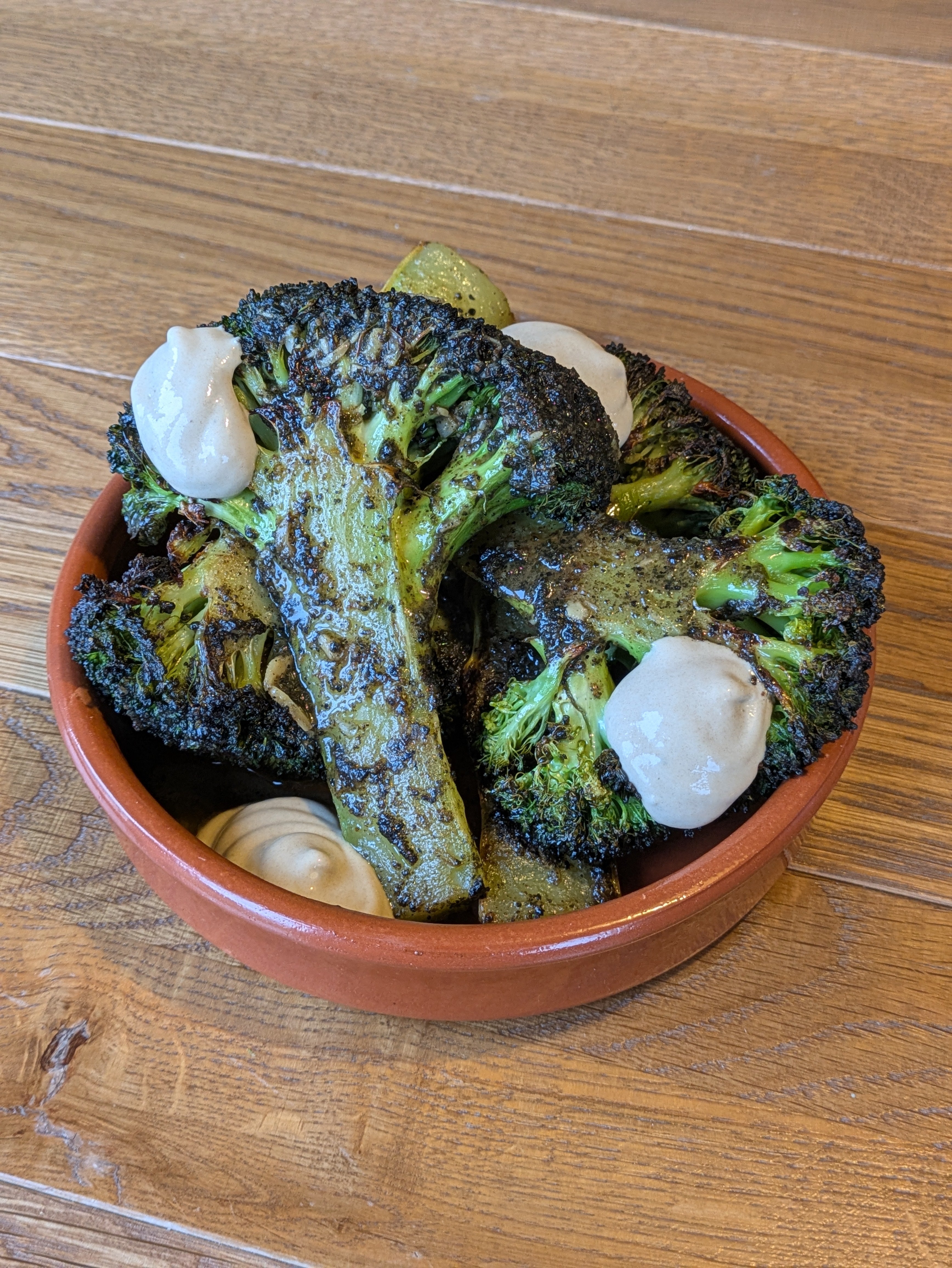 Roasted broccoli with Jan’s Umami seasoning butter and Garlic Mayo